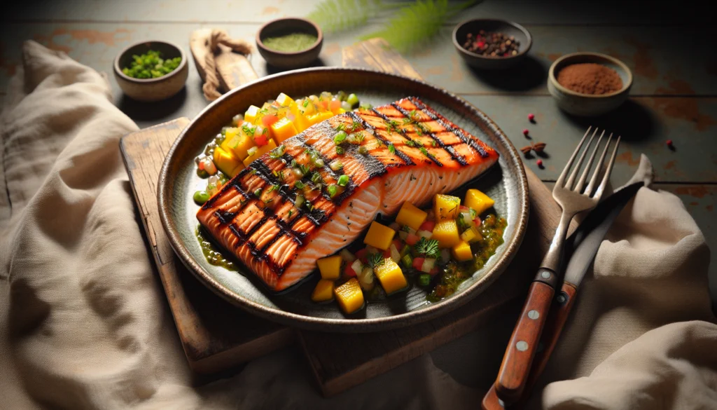 Deliciously Fresh Grilled Salmon with Mango Salsa - Caribbean recipe