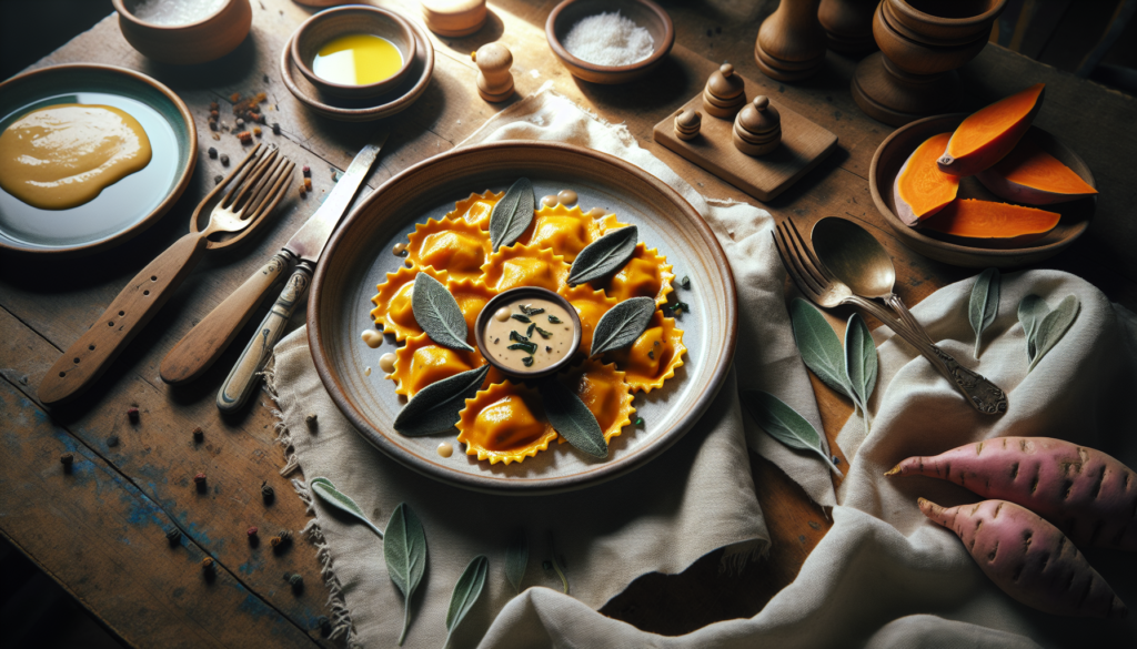 Delightful Kosher Sweet Potato Ravioli with Sage Butter Sauce - Italian recipe