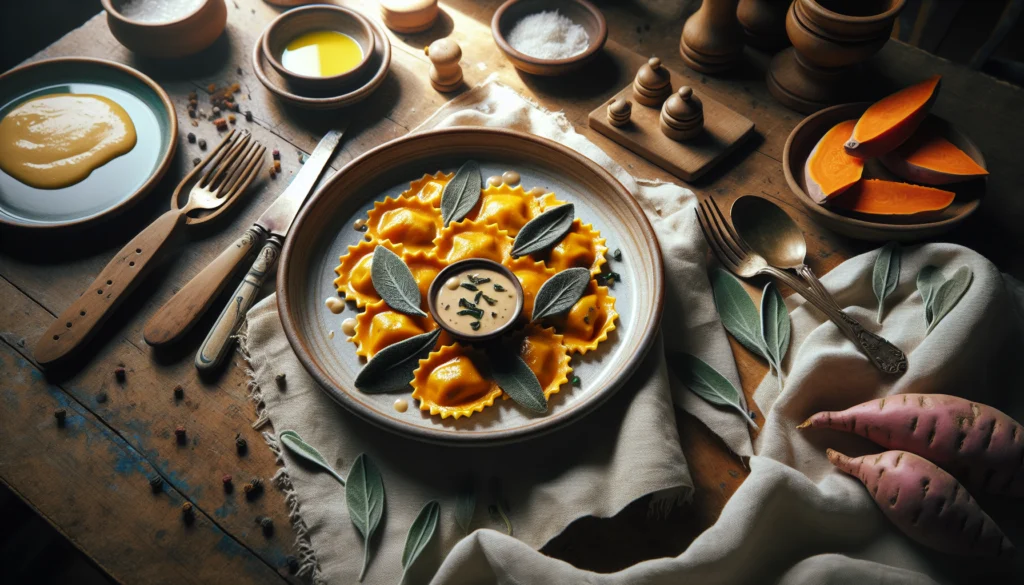 Delightful Kosher Sweet Potato Ravioli with Sage Butter Sauce - Italian recipe