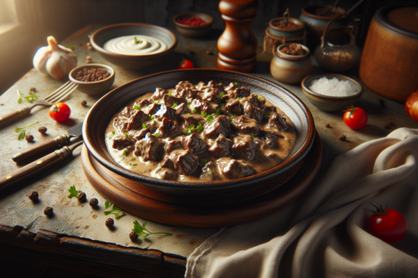Savory Kosher Beef Stroganoff with Pareve Cream Sauce