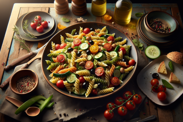 Vibrant Kosher Mediterranean Pasta Salad