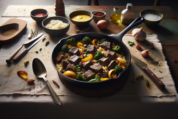 30 Minute Kosher Beef and Rice Skillet