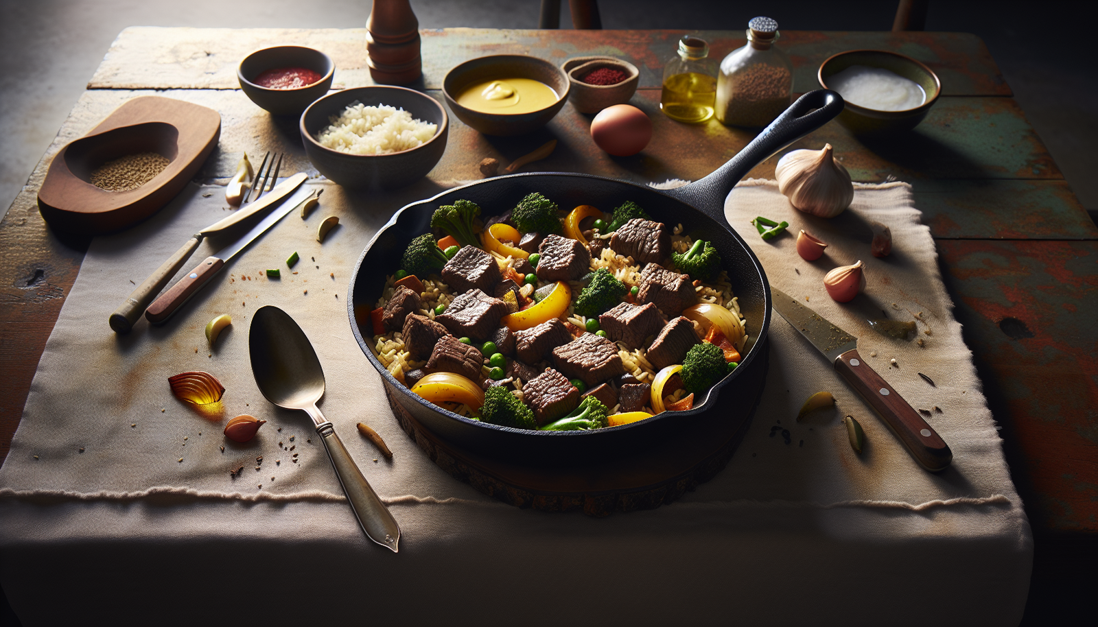 30 Minute Kosher Beef and Rice Skillet - American recipe