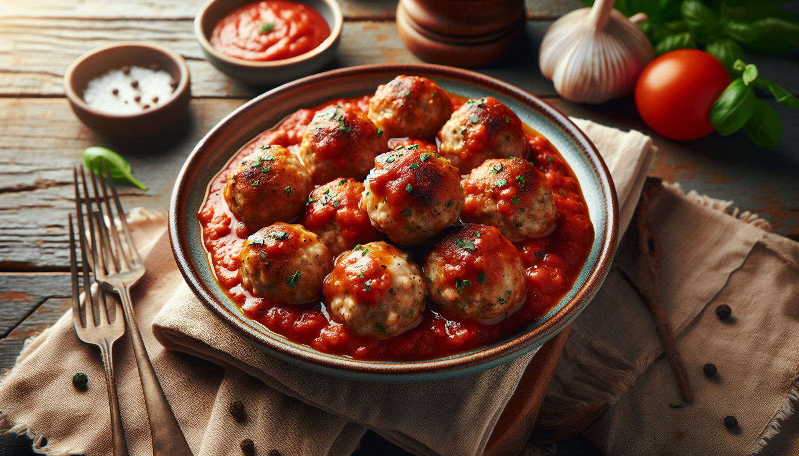 Classic Kosher Turkey Meatballs in Rich Marinara Sauce - Italian-American recipe