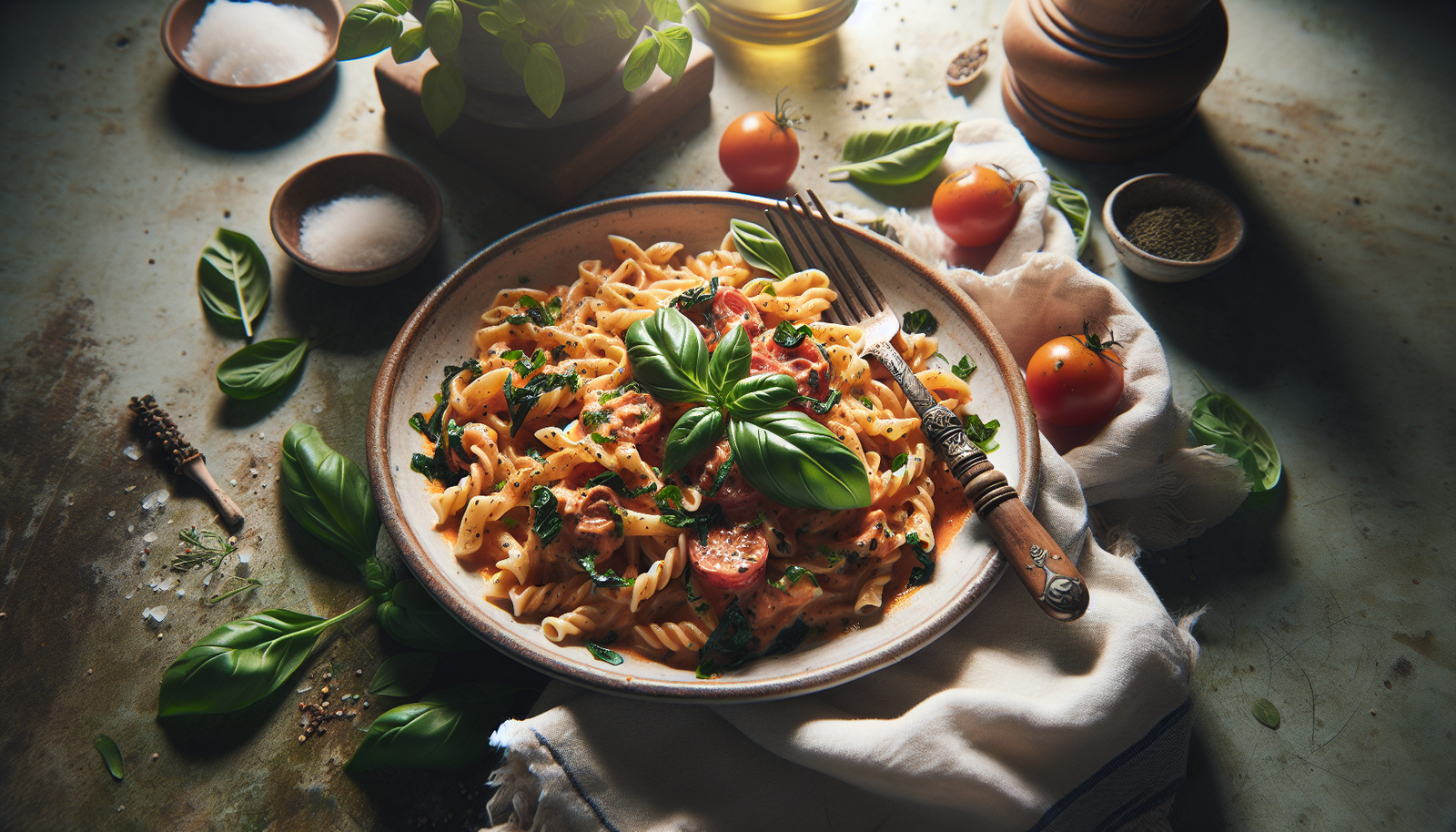 Creamy Tomato Basil Pasta with Fresh Herbs - Italian recipe