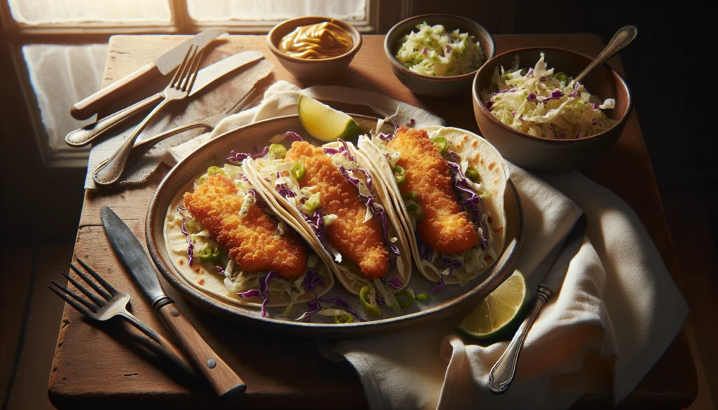 Crispy Baked Kosher Fish Tacos with Cabbage Slaw - Mexican-Jewish Fusion recipe