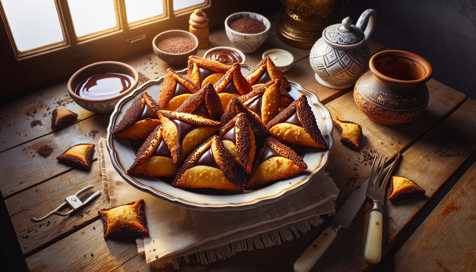 Crispy Chocolate-Dipped Oznei Haman (Fried Hamantaschen) for Purim - Jewish recipe
