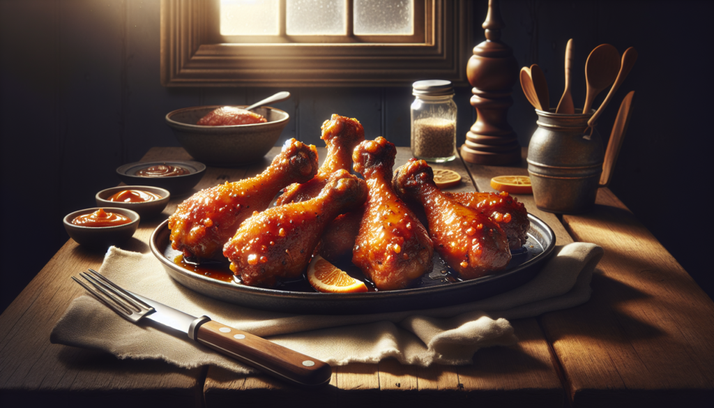 Crispy Honey Mustard Glazed Kosher Chicken Drumsticks - American recipe