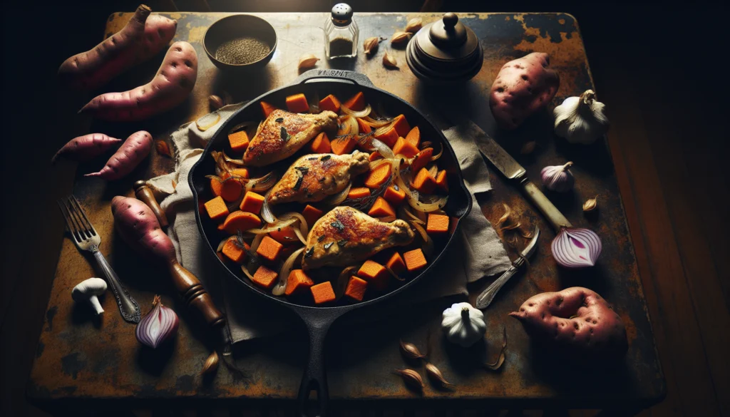 Golden Kosher Chicken and Sweet Potato Skillet - One-Pan Comfort Food Magic - Jewish-American recipe