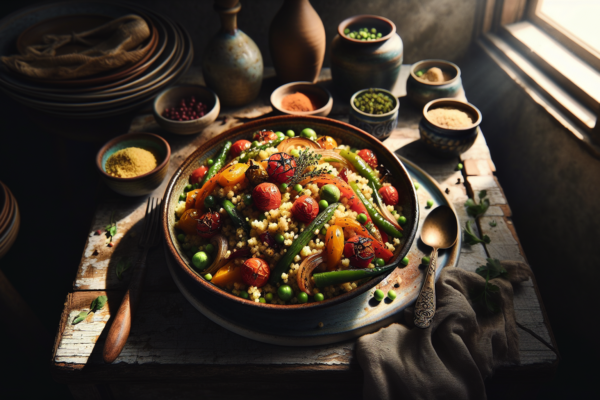 Israeli Couscous with Roasted Vegetables and Herbs – A Colorful Mediterranean Side