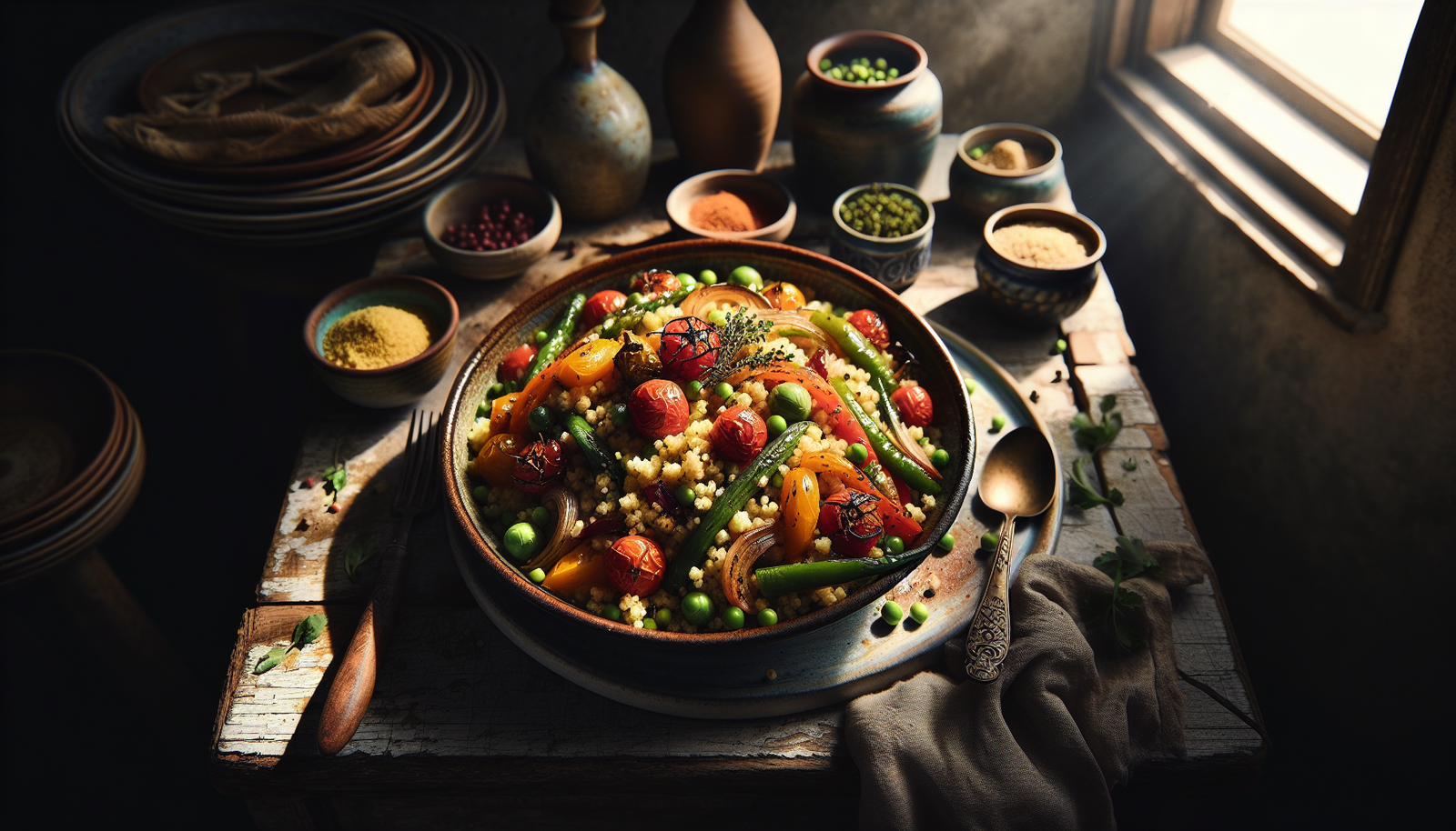 Israeli Couscous with Roasted Vegetables and Herbs - A Colorful Mediterranean Side - Mediterranean recipe