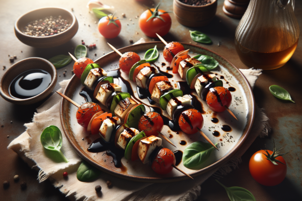 Kosher Caprese Skewers with Balsamic Glaze – Perfect Party Appetizer