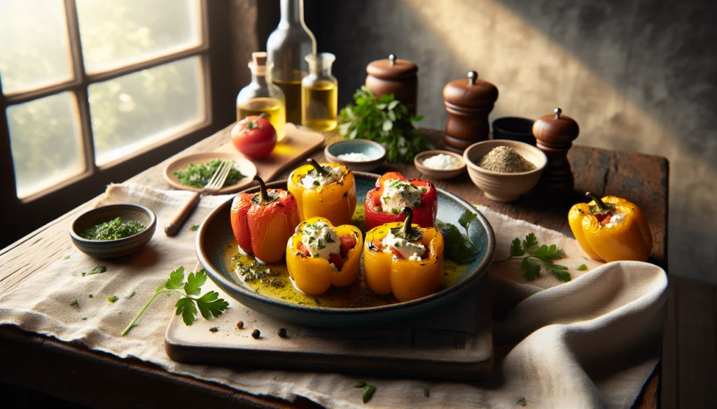 Kosher Stuffed Mini Bell Peppers with Creamy Feta and Fresh Herbs - Mediterranean recipe