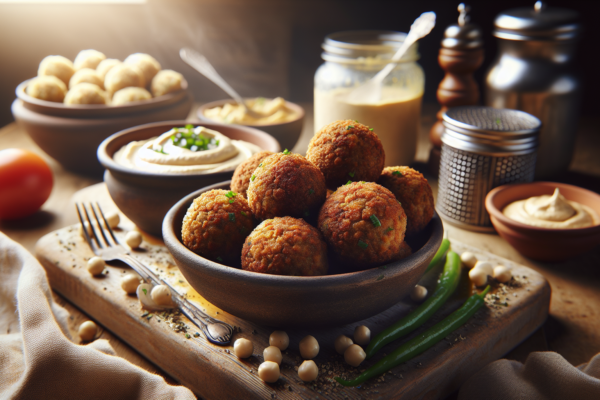 Mini Kosher Falafel Balls with Homemade Hummus Dip