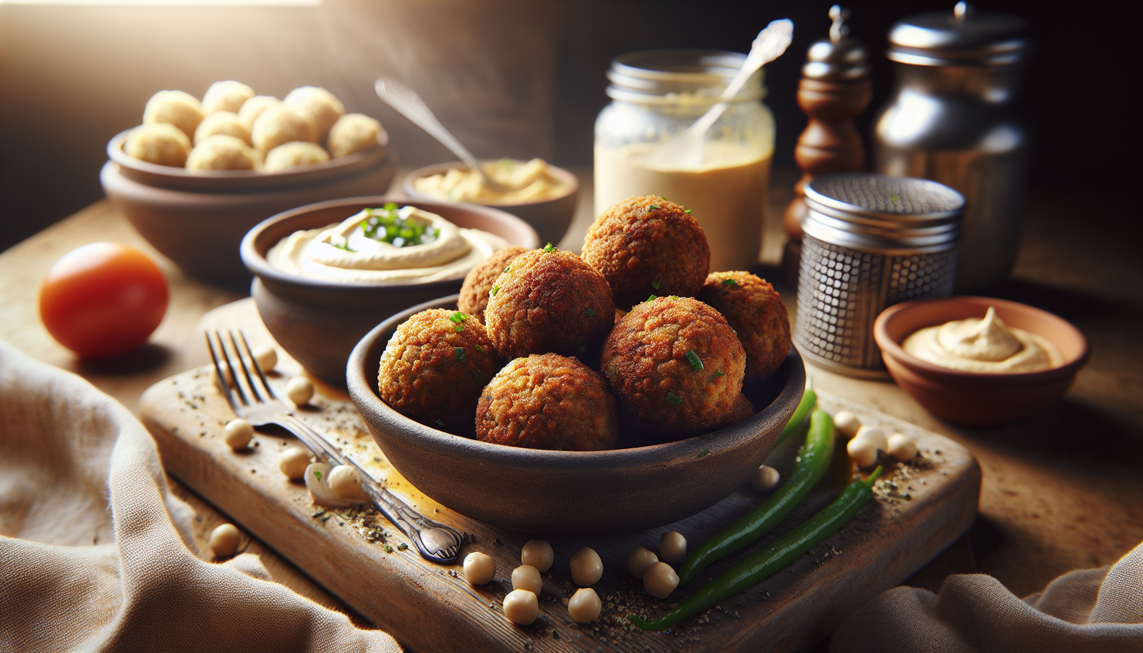 Mini Kosher Falafel Balls with Homemade Hummus Dip - Middle Eastern recipe