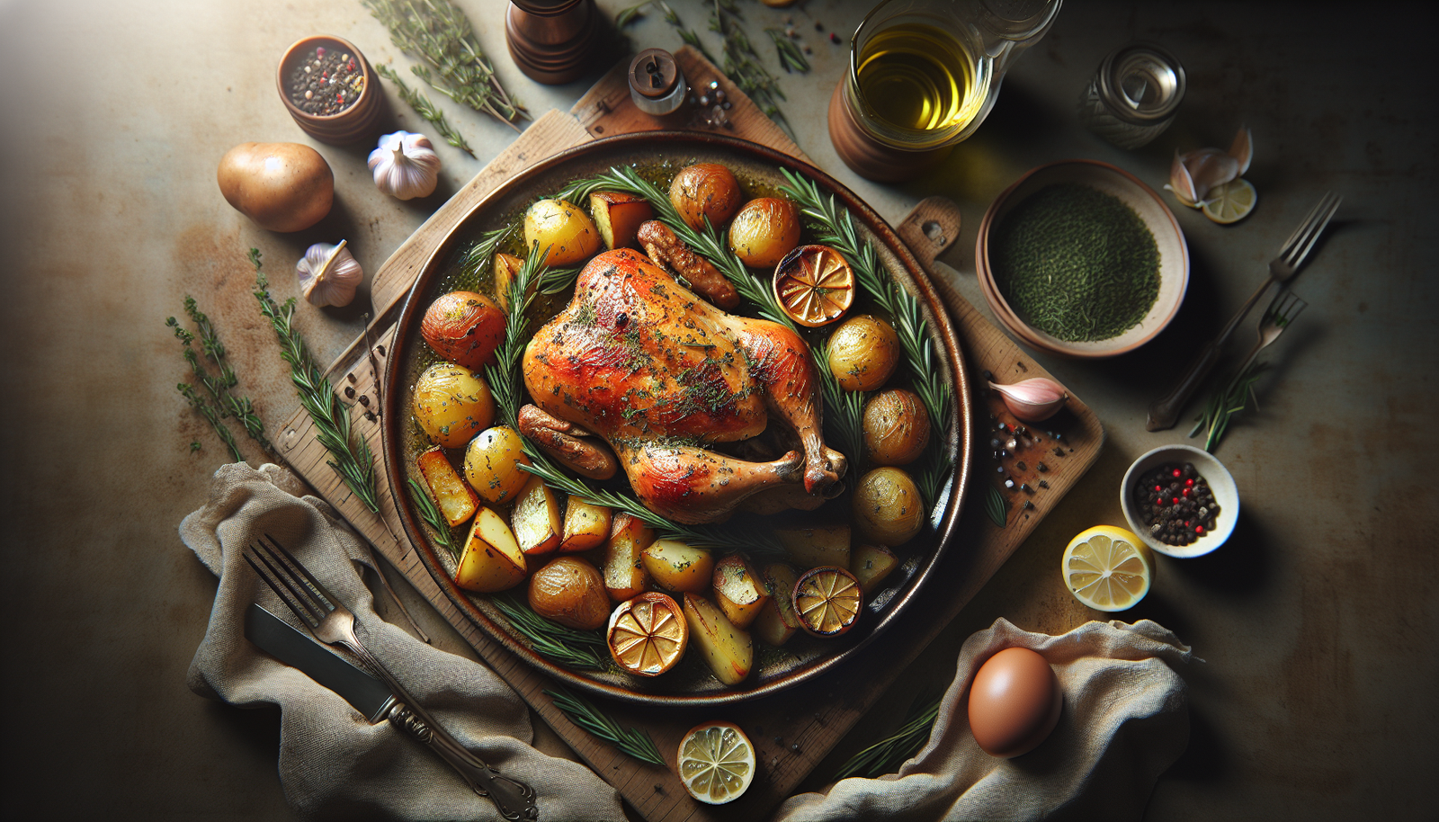 One Pan Lemon Herb Roasted Chicken and Potatoes - American recipe
