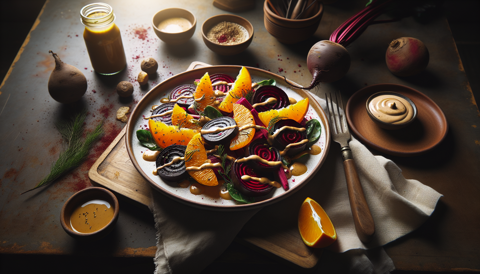Roasted Beet and Orange Salad with Tahini Drizzle - Kosher Recipe - Mediterranean recipe