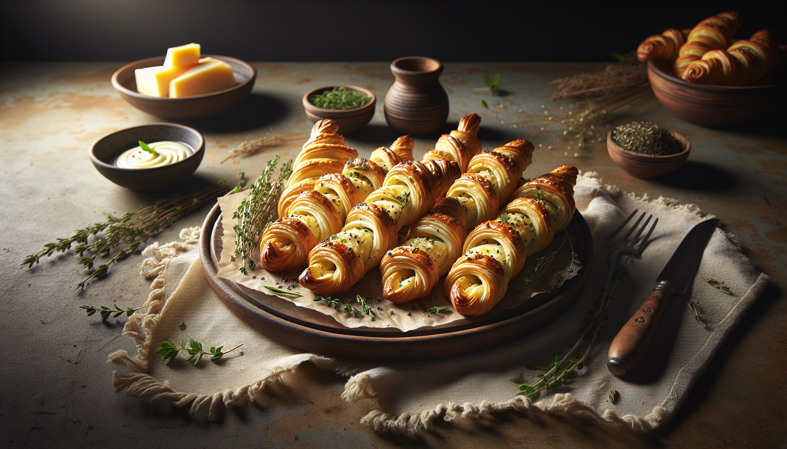 Savory Kosher Cheese and Herb Puff Pastry Twists - Jewish recipe
