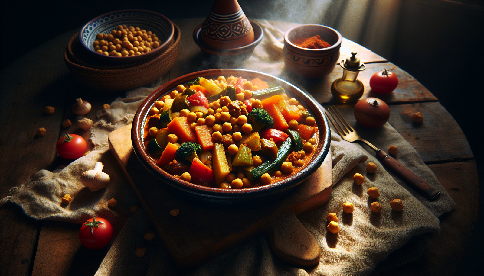 Spicy Moroccan Chickpea and Vegetable Tagine - Kosher Comfort Food - Moroccan recipe