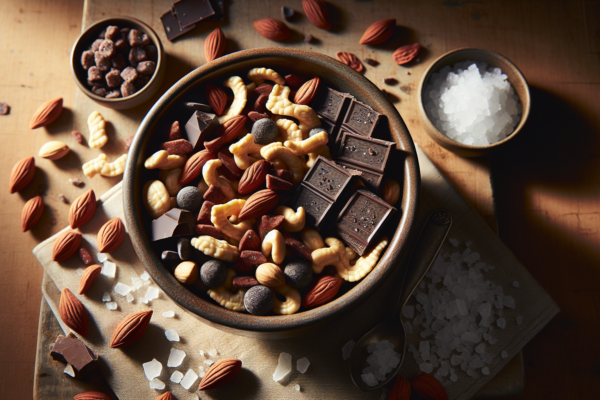 Sweet and Salty Kosher Trail Mix with Dark Chocolate and Sea Salt