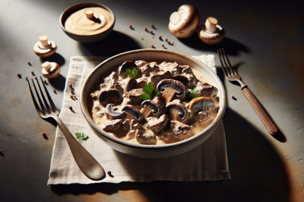 Classic Kosher Beef and Mushroom Stroganoff with Rich Cream Sauce