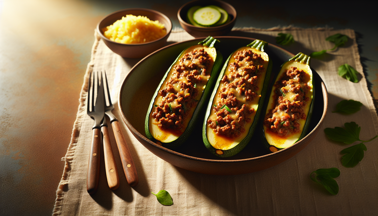 Classic Kosher Stuffed Zucchini Boats with Ground Beef - Mediterranean recipe