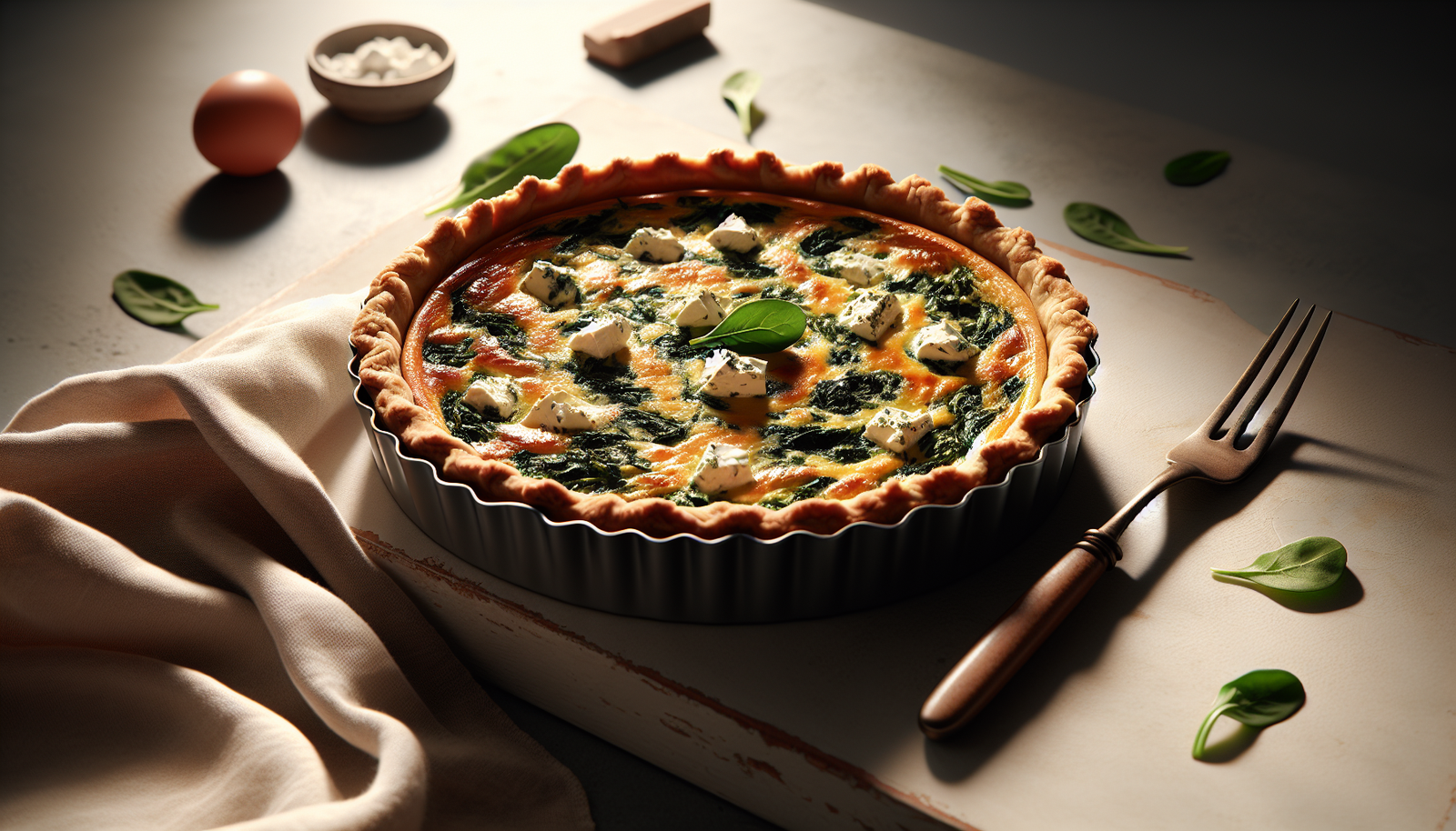 Classic Spinach Feta Quiche (Kosher Recipe) - Mediterranean recipe