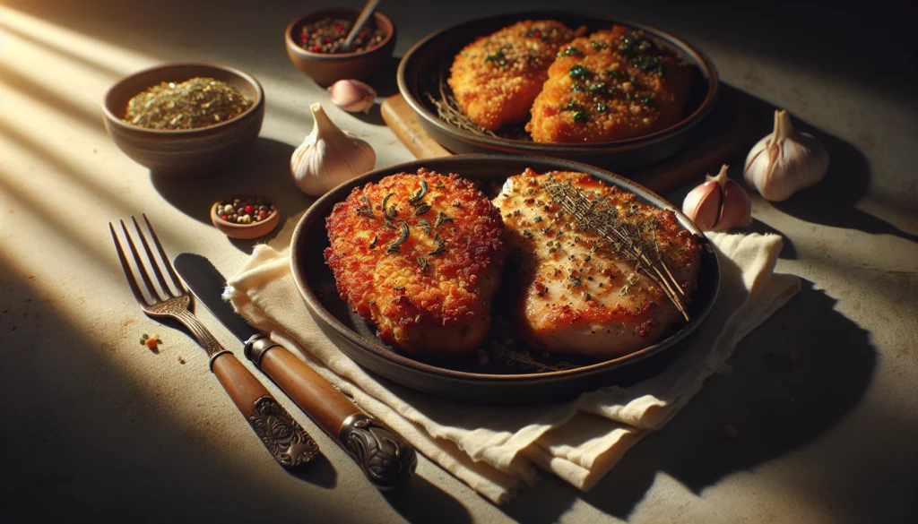 Crispy Baked Chicken Cutlets With Garlic Herbs - American recipe