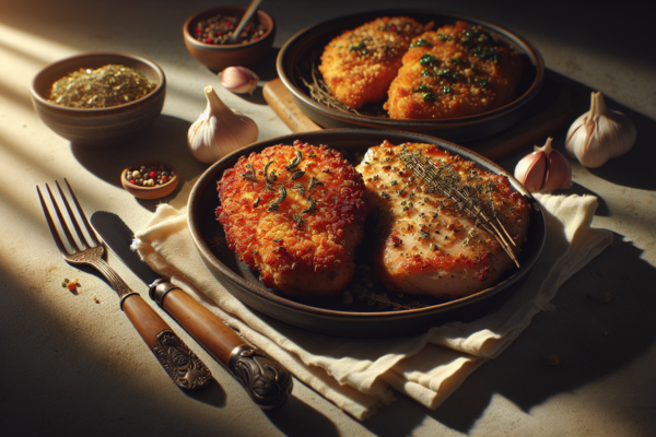 Crispy Baked Chicken Cutlets With Garlic Herbs