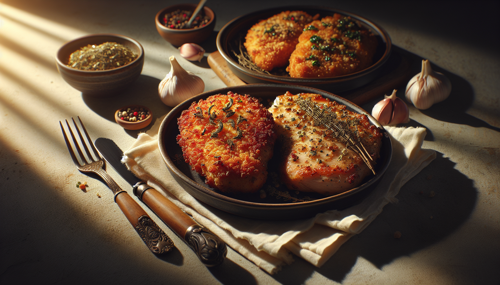 Crispy Baked Chicken Cutlets With Garlic Herbs - American recipe