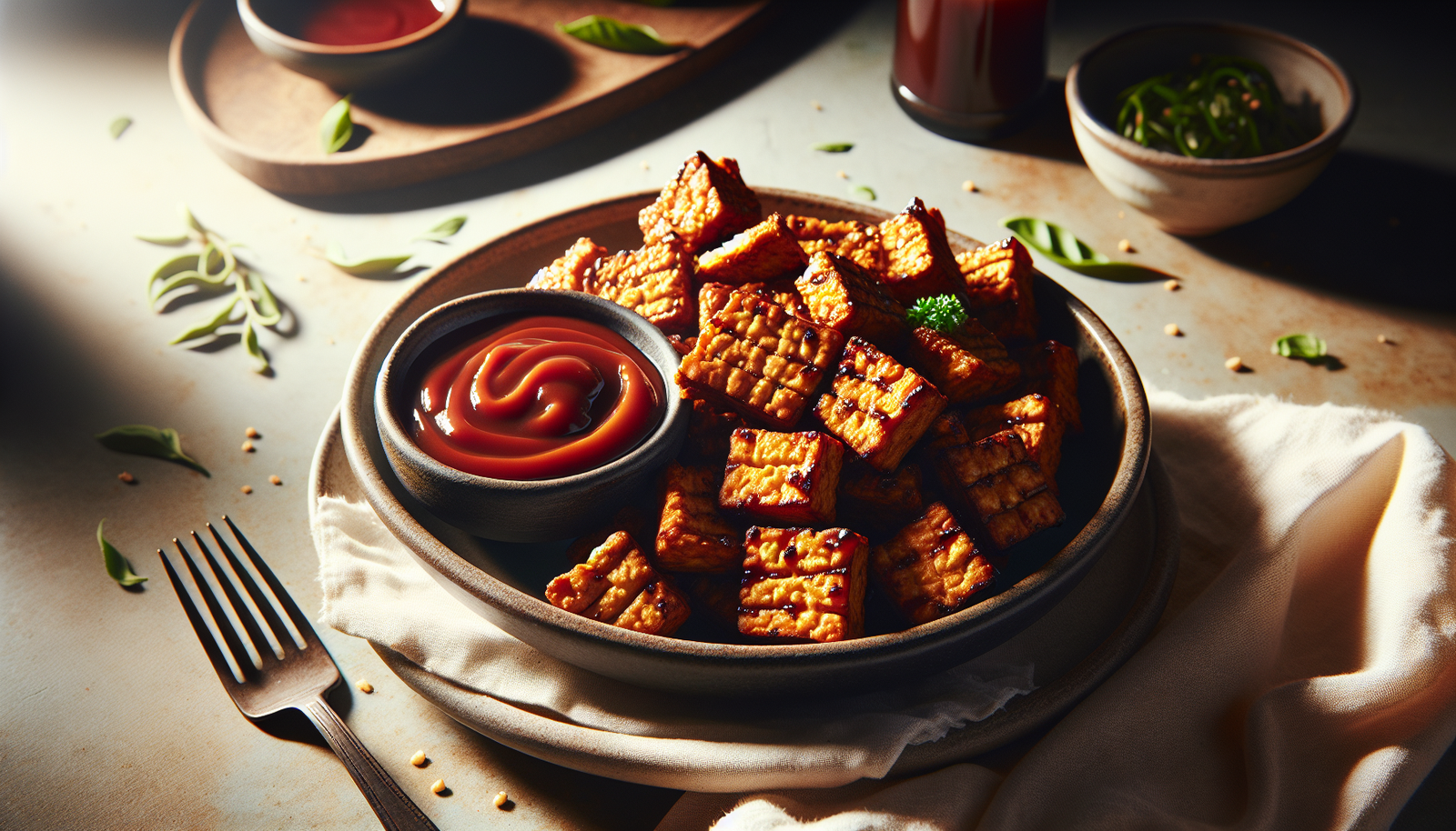 Crispy Baked Tempeh With BBQ Sauce - Kosher Plant-Based - American recipe
