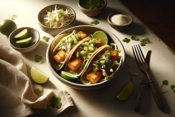 Crispy Kosher Fish Tacos with Cilantro Lime Slaw