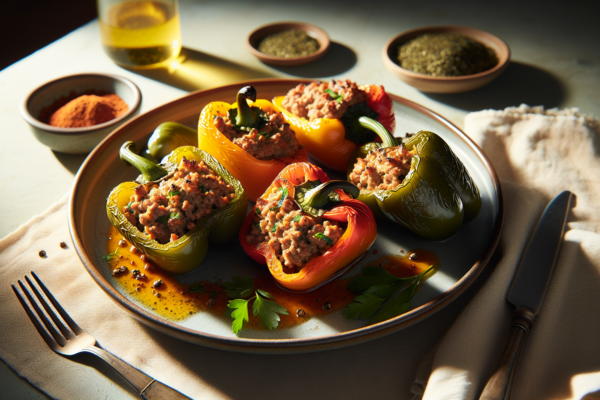 Easy Ground Lamb Stuffed Peppers with Mediterranean Spices