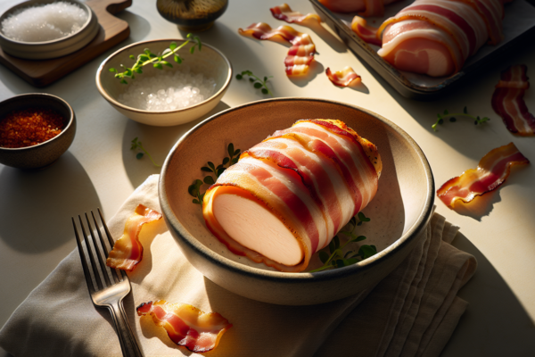 Easy Kosher ‘Bacon’ Wrapped Chicken Breast with Turkey Bacon