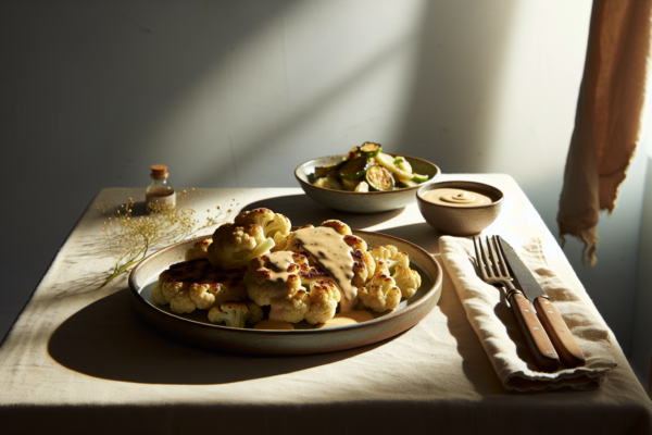 Easy Kosher Cauliflower Steaks With Tahini Sauce