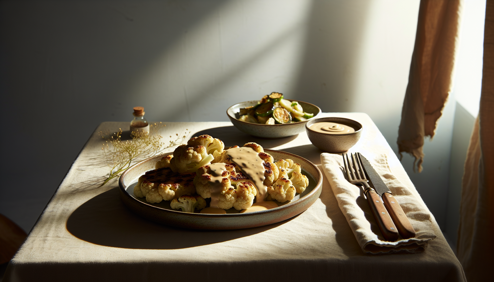 Easy Kosher Cauliflower Steaks With Tahini Sauce - Mediterranean recipe