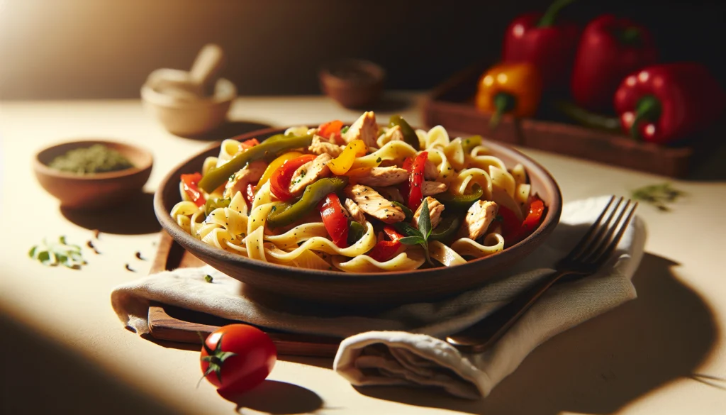 Easy Kosher Chicken Fajita Pasta With Bell Peppers - Tex-Mex recipe