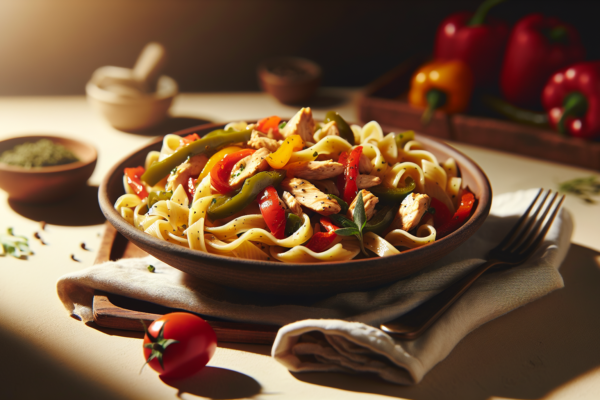 Easy Kosher Chicken Fajita Pasta With Bell Peppers