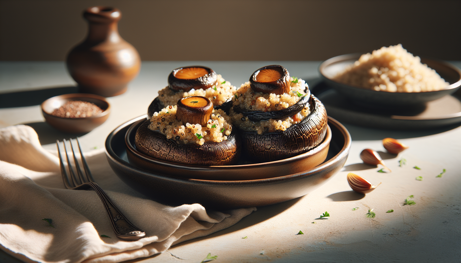 Easy Kosher Quinoa Stuffed Portobello Mushrooms - Mediterranean recipe