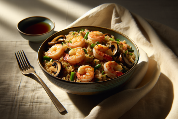 Easy Kosher ‘Shrimp’ Fried Rice With King Oyster Mushrooms