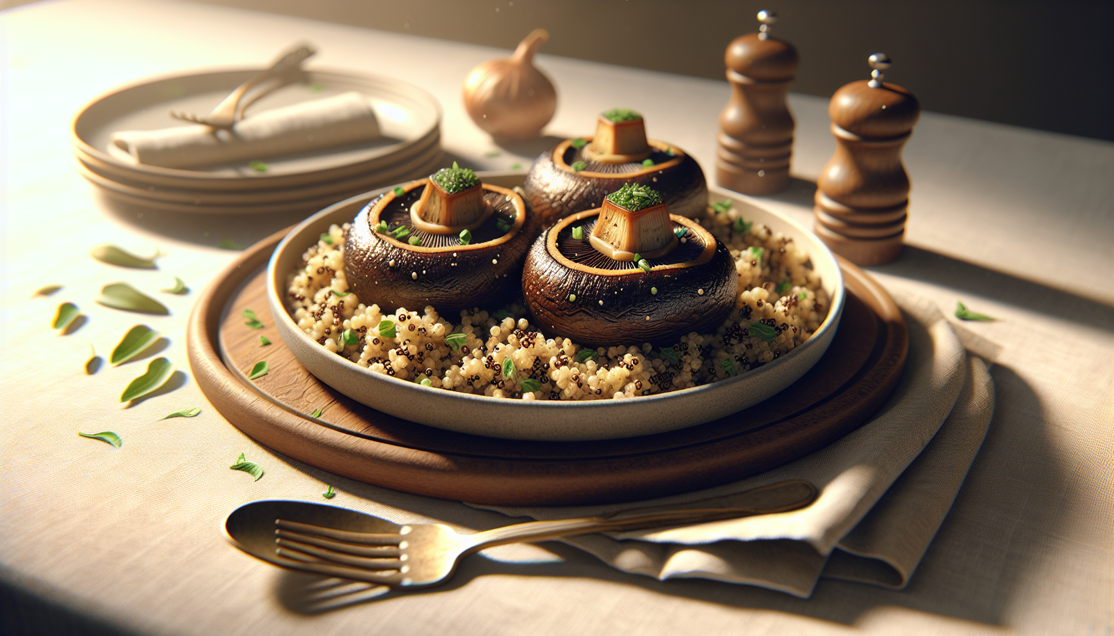Kosher Stuffed Portobello Mushrooms With Quinoa & Herbs - Mediterranean recipe