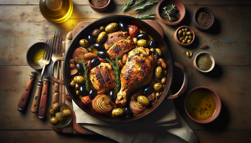 Mediterranean Chicken with Olives and Herbs - One Pan Kosher Dinner - Mediterranean recipe