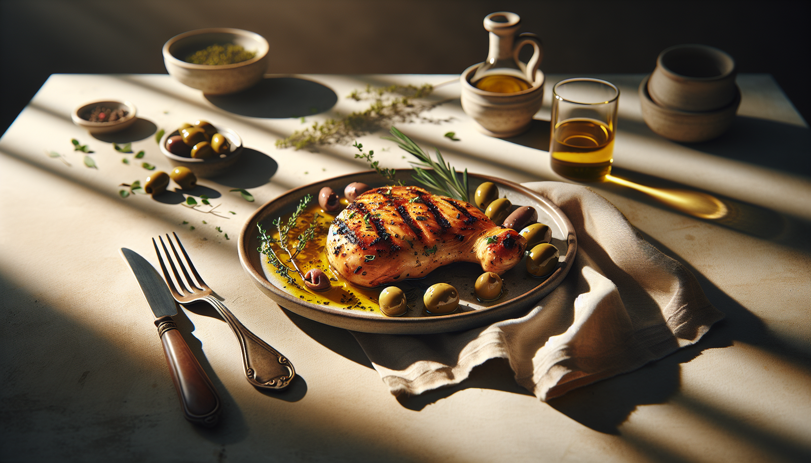 Mediterranean Grilled Chicken with Olives and Herbs - Mediterranean recipe