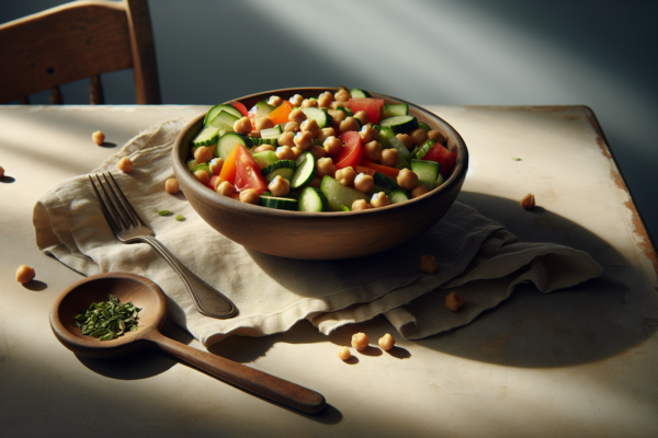 Mediterranean Kosher Chickpea Salad with Fresh Vegetables