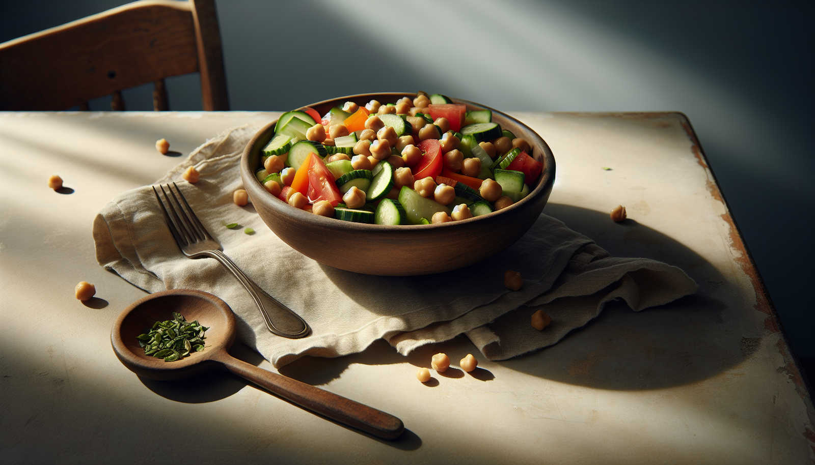 Mediterranean Kosher Chickpea Salad with Fresh Vegetables - Mediterranean recipe