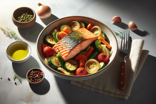 One Pan Baked Salmon with Vegetables – Healthy Kosher Dinner
