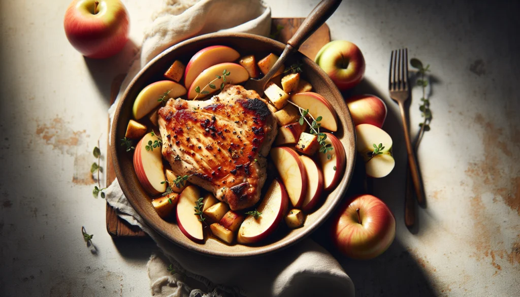 One Pan Chicken Chops With Apples - Easy Kosher Weeknight Dinner - Jewish recipe