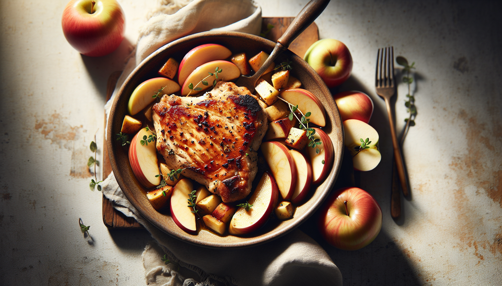 One Pan Chicken Chops With Apples - Easy Kosher Weeknight Dinner - Jewish recipe