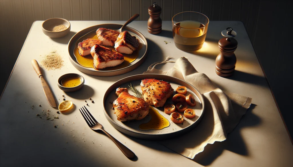 One Pan Honey Mustard Chicken Thighs - Easy Kosher Weeknight Dinner - American recipe