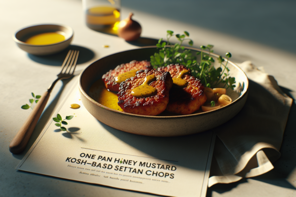 One Pan Honey Mustard Seitan Chops (Kosher Plant-Based)